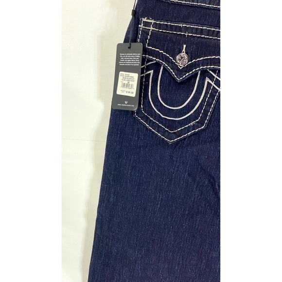 TRUE RELIGION Women's Blue Denim Ricki Relaxed Straight Big T Jean SZ 26 - Picture 4 of 12